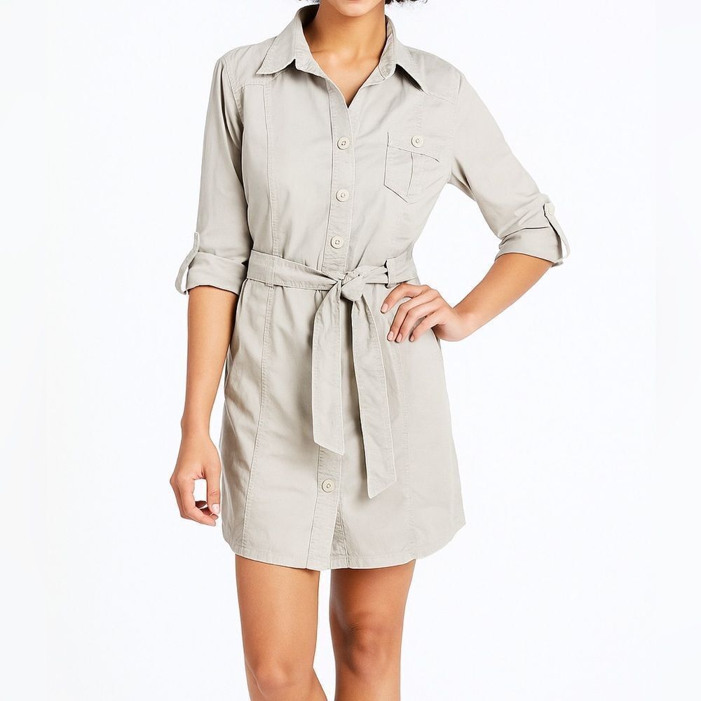 Gloria Vanderbilt Y2K Dress Cotton Button Down Casual SZ 12